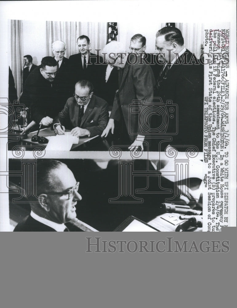 1964 Press Photo White House Ceremony President Lyndon Johnson Sings - Historic Images