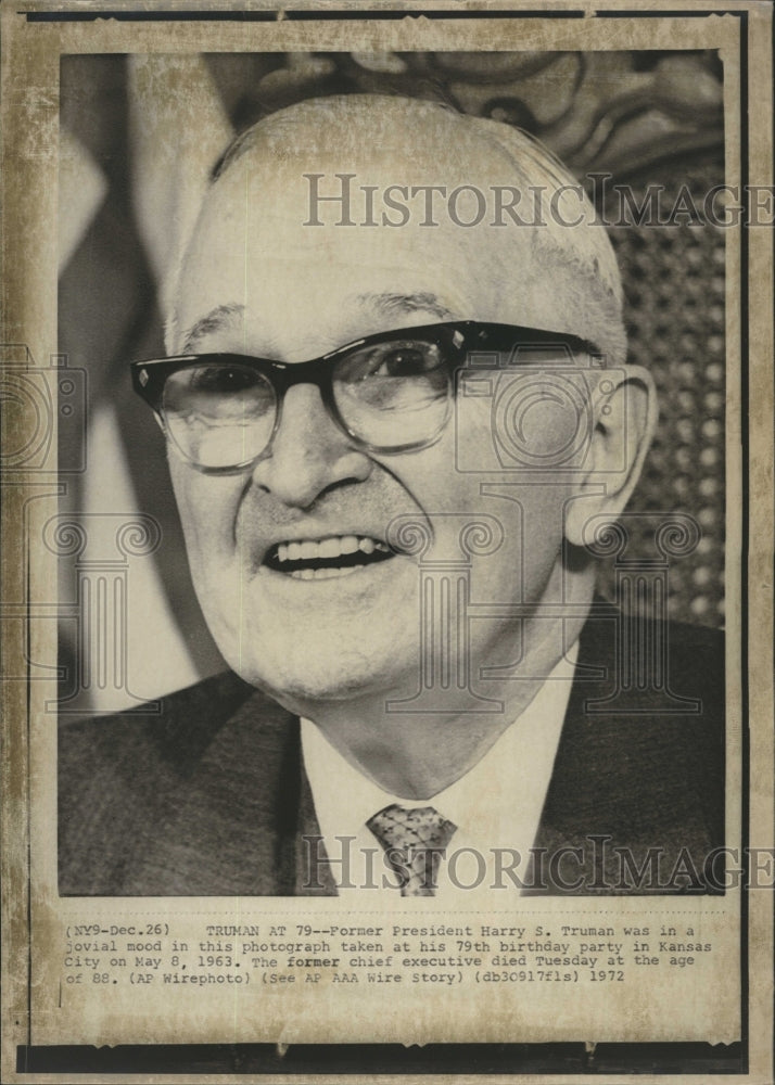 1972 Press Photo Former President Harry S. Truman on his 79th Birthday - Historic Images