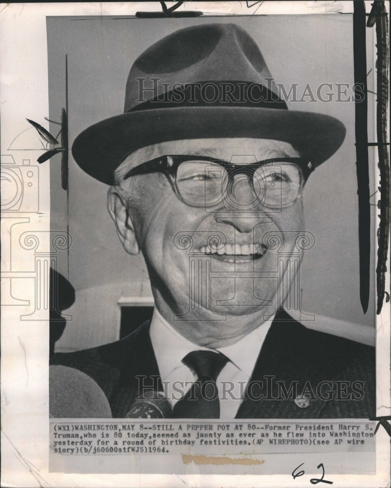 1964 Press Photo Former President Harry Truman - RSH04969 - Historic Images