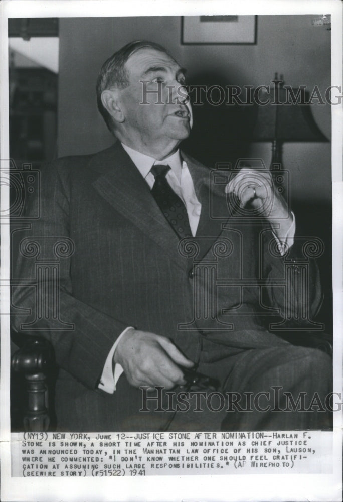 1941 Press Photo Newly Nominated Chief Justice Harlan f. Stone - Historic Images