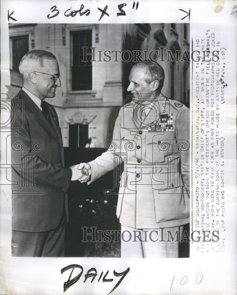 1946 Press Photo Pres Truman Greeting Field Marshall Montgomery At White House - Historic Images