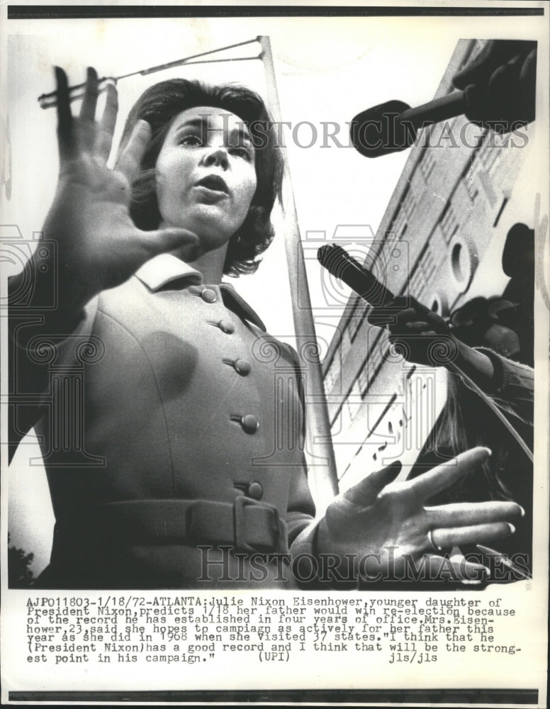 1972 Press Photo Julie Nixon Eisenhower president daughter - Historic Images