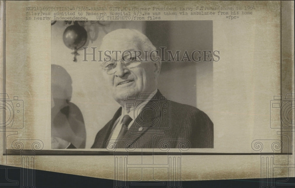 1964 Press Photo President Harry Truman. - Historic Images