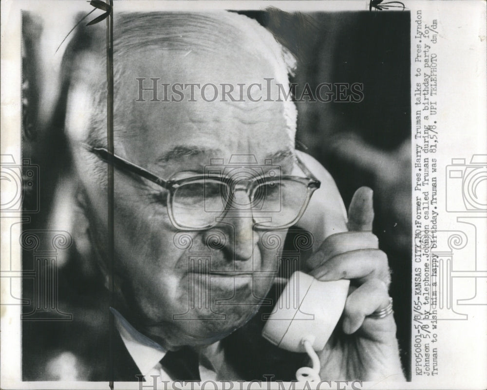 1965 Press Photo President Harry Truman, calls President Lyndon Johnson. - Historic Images