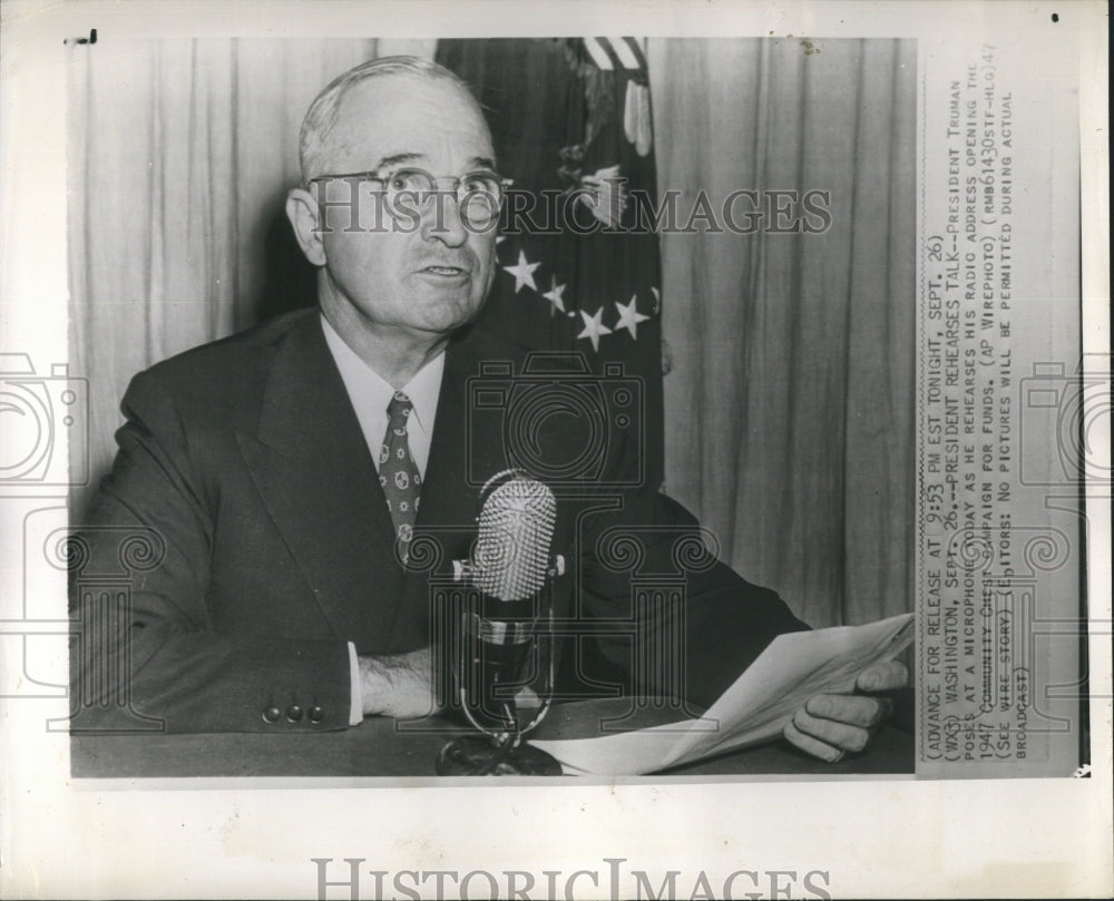 1947 Press Photo President Harry S. Truman - Historic Images