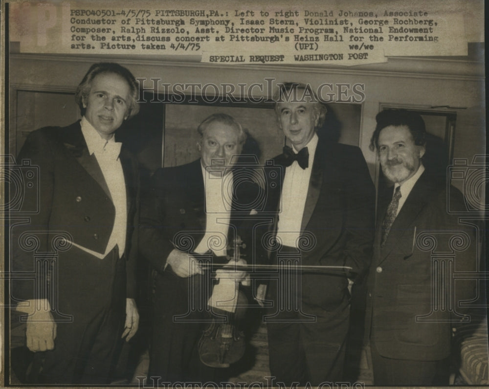 1975 Press Photo Donald Johanos,Isaac Stern, George Rochberg, Ralph Rizzilo - Historic Images