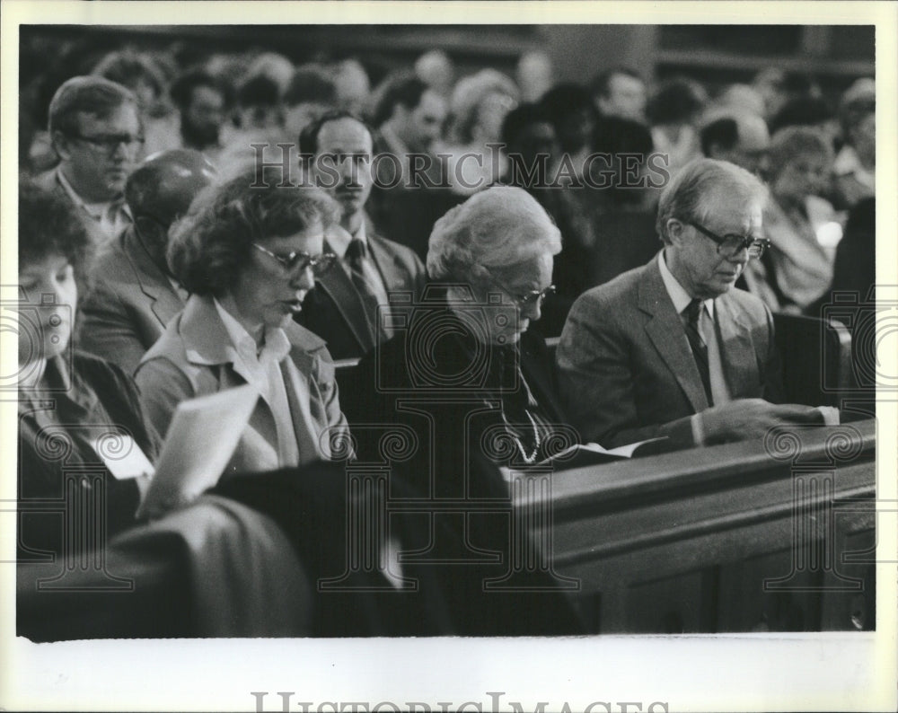 1986 Press Photo US President Jimmy Carter/Rosalynn/Funeral Rosalynn&#39;s Mother - Historic Images