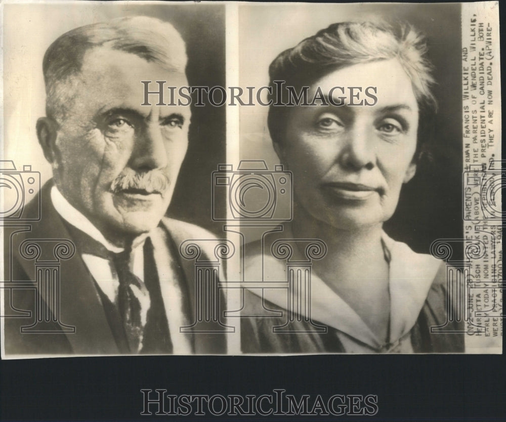 1940 Press Photo Herman Francis/Henrietta Tusch Willkie/Parents Wendell Willkie - Historic Images