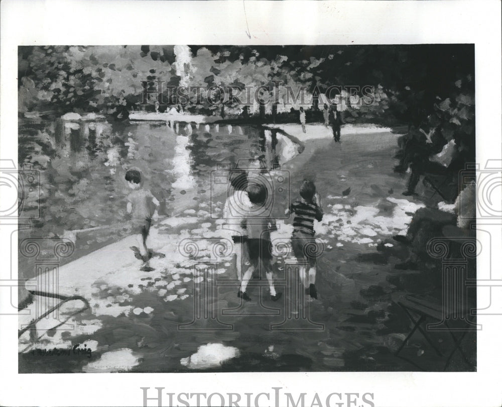 1972 Press Photo &quot;Children in the Park a 10x14 oil by H. Robertson Craig - Historic Images