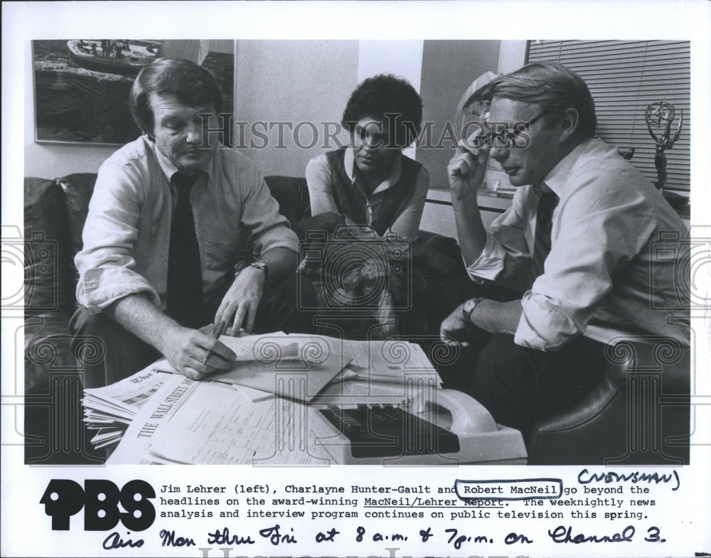 1979 Press Photo News Reporter Robert MacNeil,Jim Lehrer,Charlayne Hunter-Gault - Historic Images