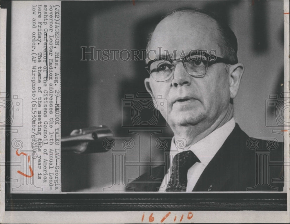 1969 Press Photo Governor Lester Maddox Leadership Conference - RSH06325 - Historic Images