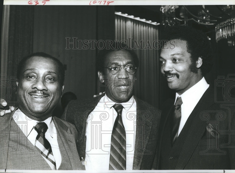 1983 Press Photo Actor Bill Cosby, John H. Johnson & Rev. Jessy Jackson - Historic Images