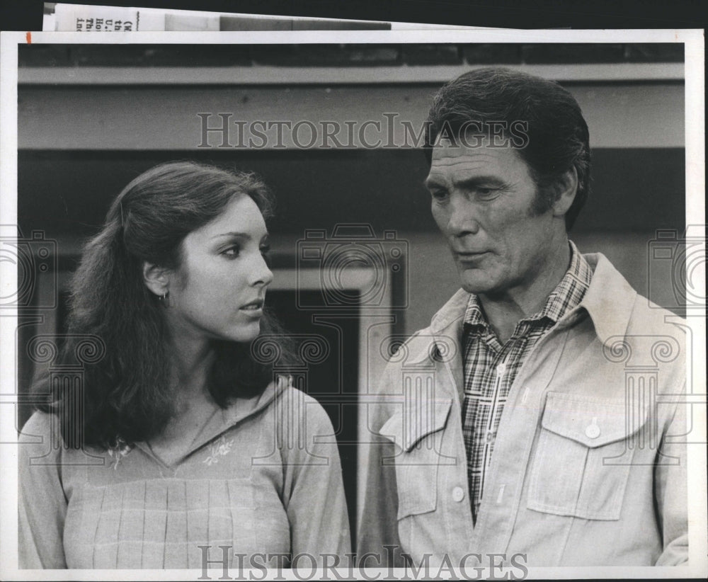 Press Photo Actor Jack Palance and daughter on Bronk - RSH06737 - Historic Images