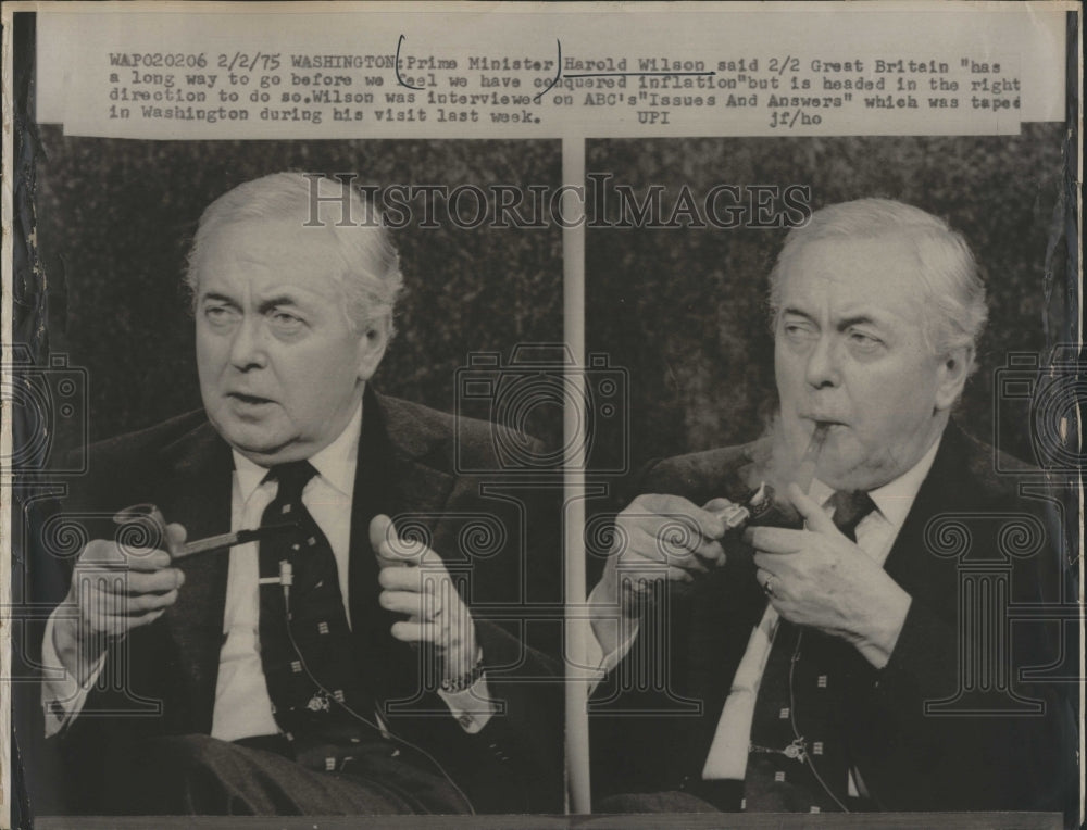 1975 Press Photo Prime Minister Harold Wilson on ABC's Issues And Answers - Historic Images