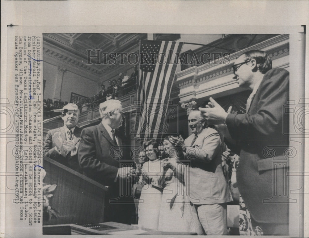 1971 Press Photo Former Prime Minister Harold Wilson &amp; Former President Johnson - Historic Images