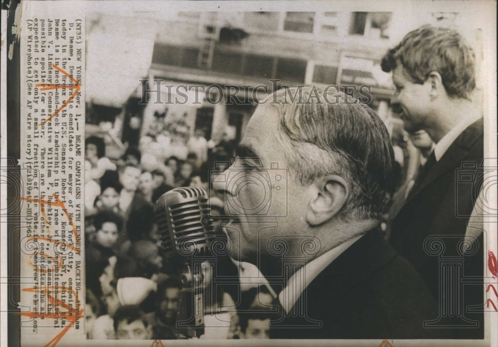 1965 Press Photo Abraham D. Beame Candidate For New York City Mayor Campaining - Historic Images