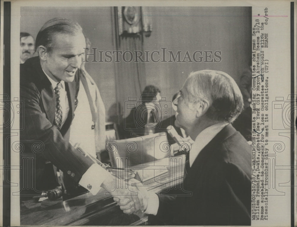 1975 Press Photo NYC Mayor Abraham Boame Appeals To Congress For Loan Guarantee - Historic Images