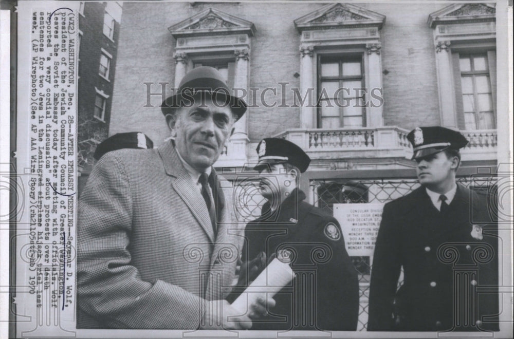 1970 Press Photo Pres. of the Jewish Community Council in WA Seymour Wolf - Historic Images