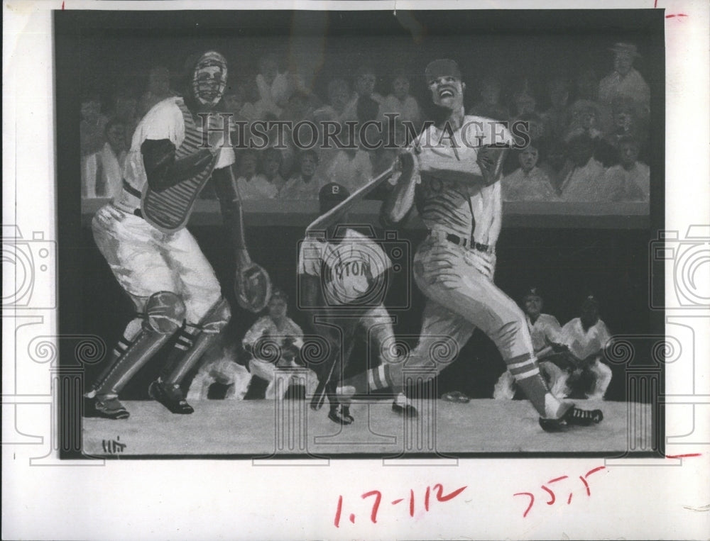 1969 Press Photo Jack Witwer Athletic painting Baseball - Historic Images