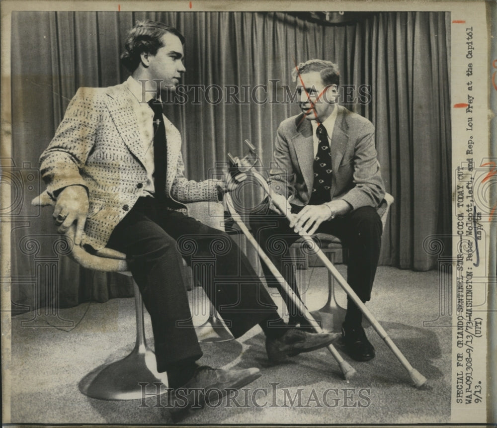 1973 Press Photo Peter Wolcott And Rep Lou Fray At Capitol Bldg In Washington DC - Historic Images