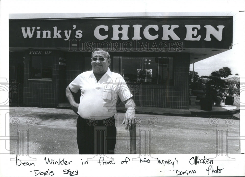 1987 Press Photo Dean Winkler, owner of Winky&#39;s Chicken starts franchise - Historic Images