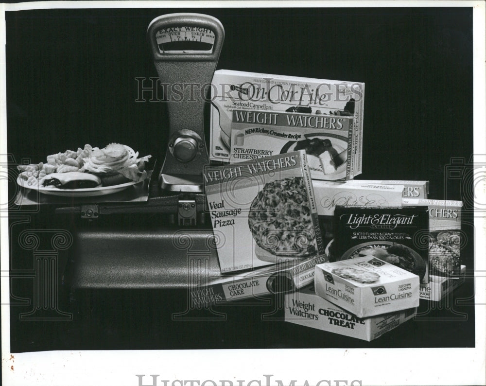 1985 Press Photo Weight Watchers Weight Loss Products And Frozen Meals - Historic Images
