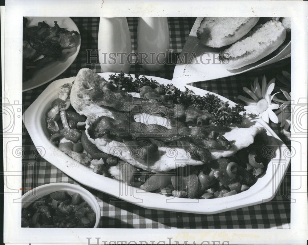 1987 Press Photo Frittata Breakfast Meal Flat Omelet With Zucchini And Bacon - Historic Images