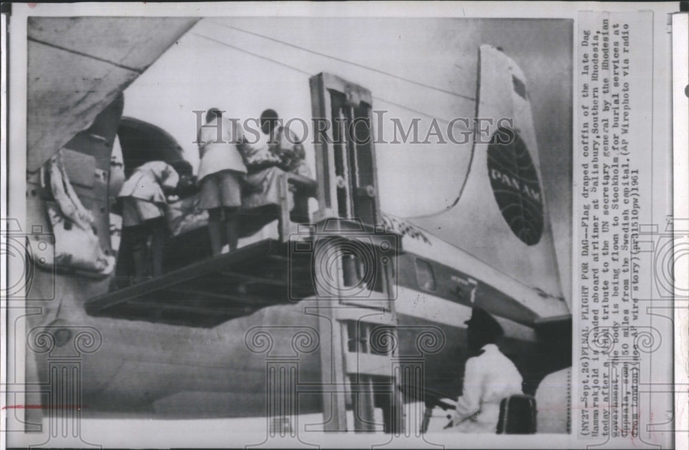 1961 Press Photo Hammarskjold Coffin - RSH07509 - Historic Images