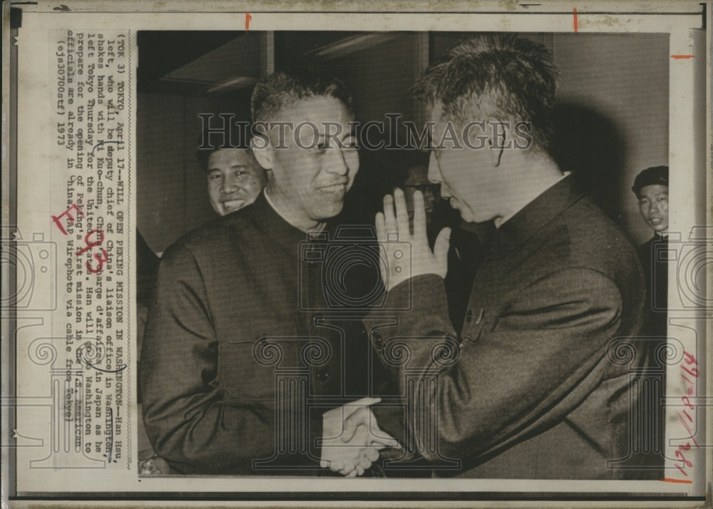 1973 Press Photo Han Hsu Who Will Be Chief Of China&#39;s Liaison Office Washington - Historic Images