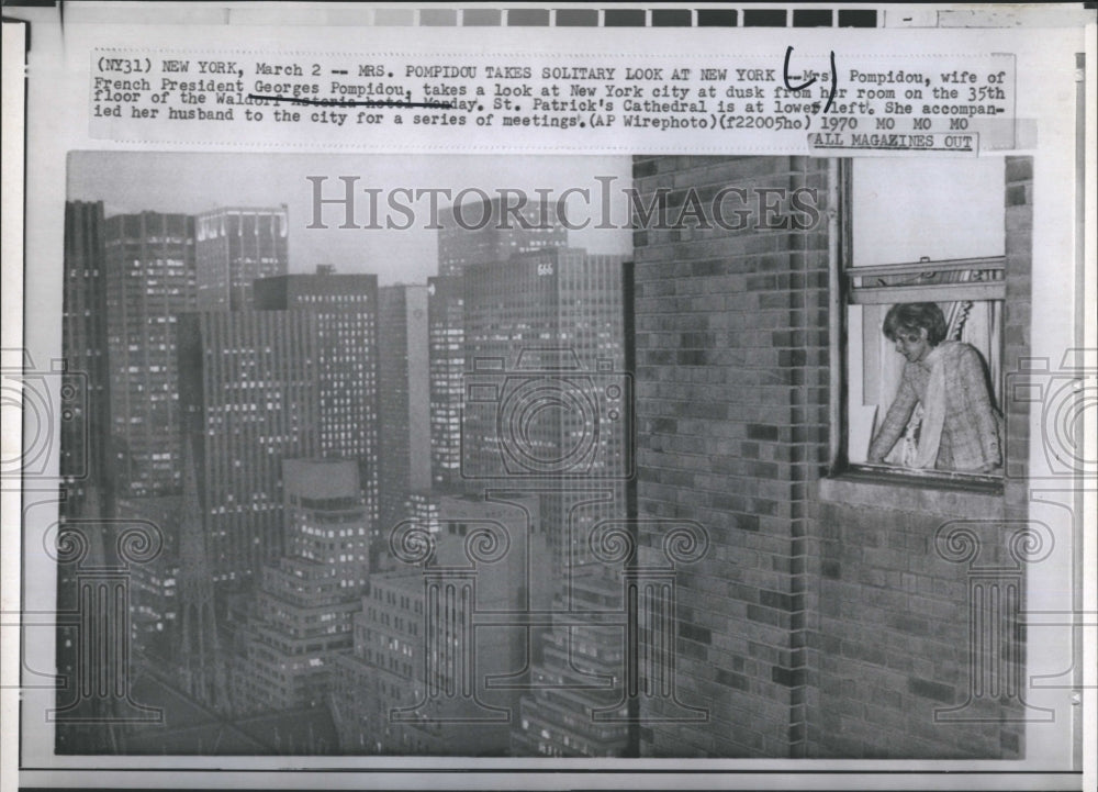 1970 Press Photo Mrs. Pompidou/Wife Of French President Georges Pompidou - Historic Images