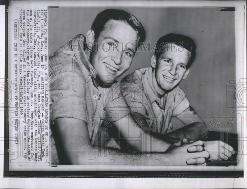 1965 Press Photo George Ronald York James Douglas Latham Murder Ziggler - Historic Images