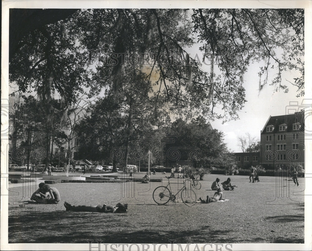 1971 Press Photo Students relaxing on a pretty day at Florida State University - Historic Images