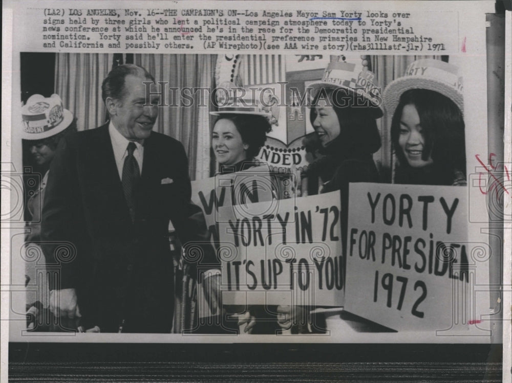 1971 Press Photo Sam Yorty Seeks Presidential Nomination - Historic Images