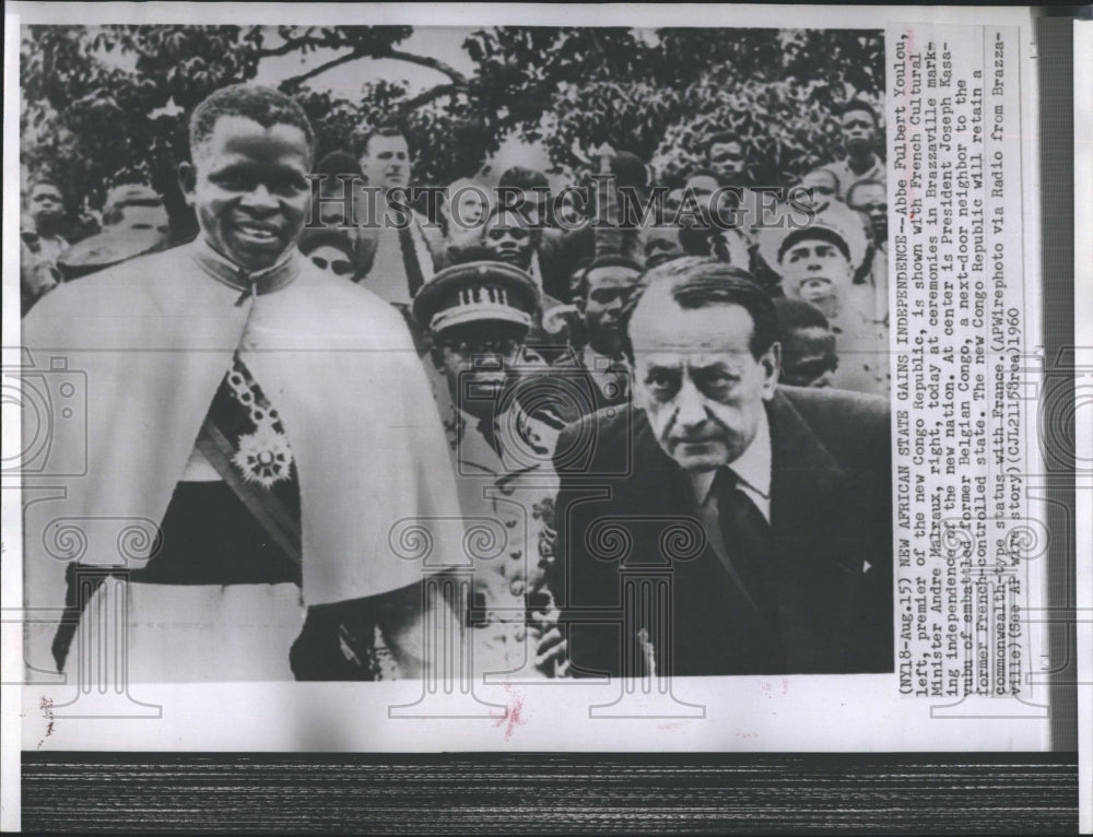 1960 Press Photo Abbe Fulbert Youlou Premier of New Congo Republic Gains State- - Historic Images