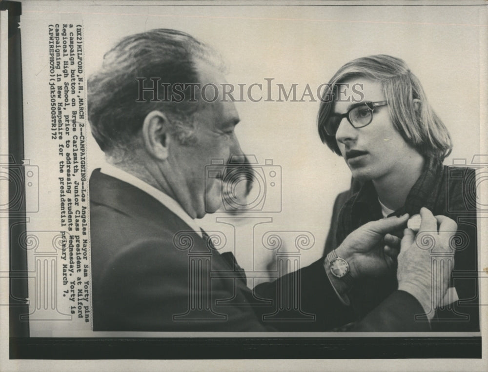 1972 Press Photo L.A. Mayor Sam Yorty - Historic Images