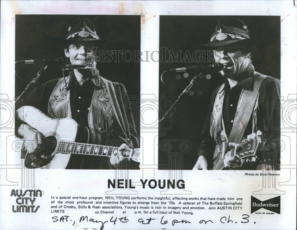 1985 Press Photo Neil Young - RSH07925 - Historic Images