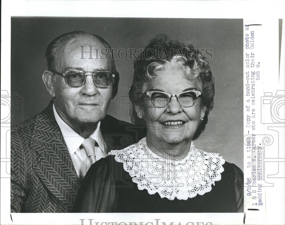 1986 Press Photo Charles W and Mrs Carter - Historic Images