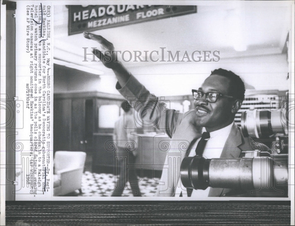 1968 Press Photo Dr.Reginald Hawkins, North Carolina candidate for Governor. - Historic Images