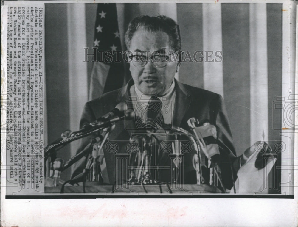 1969 Press Photo Pictured is S. I. Hayakawa. - RSH08813 - Historic Images