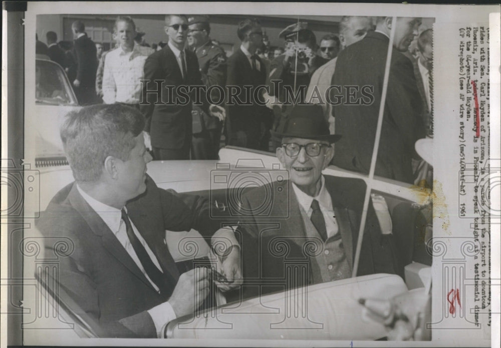 1961 Press Photo President Kennedy and Senator Carl Hayden - Historic Images