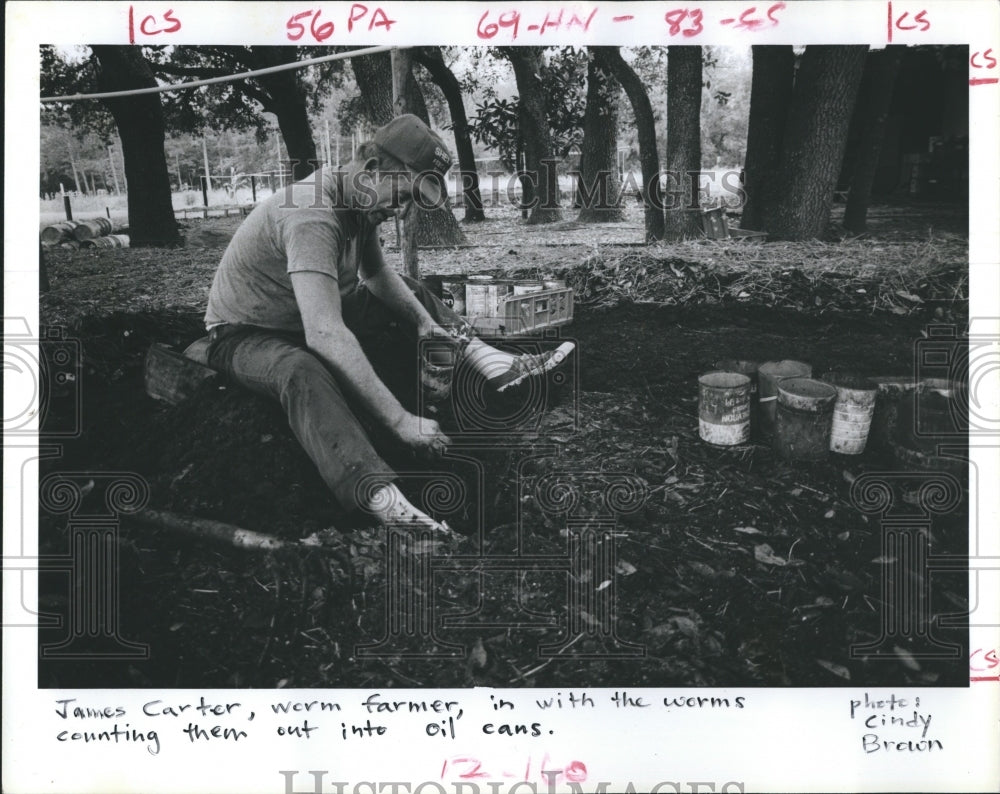 1985 Press Photo James Carter, Worm Farmer - RSH09095 - Historic Images