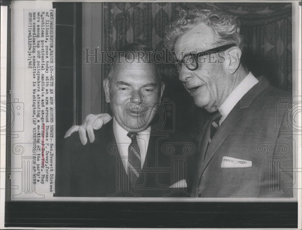 1965 Press Photo Se. Everett Dirksen and Thomas F. Dewey - Historic Images