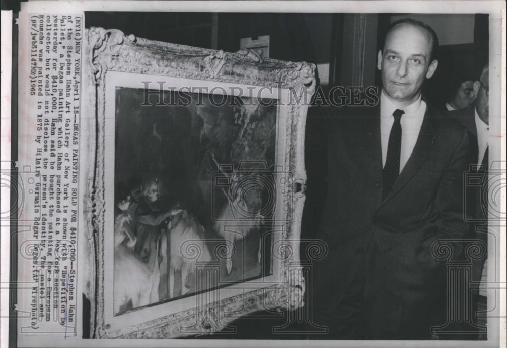 1965 Press Photo 1875 Degas Painting Sold for $410,000 in NY Auction - Historic Images