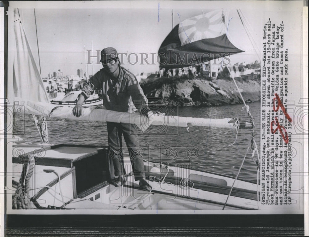 1968 Press Photo Kenichi Horie After Sailing From Japan to San Francisco - Historic Images