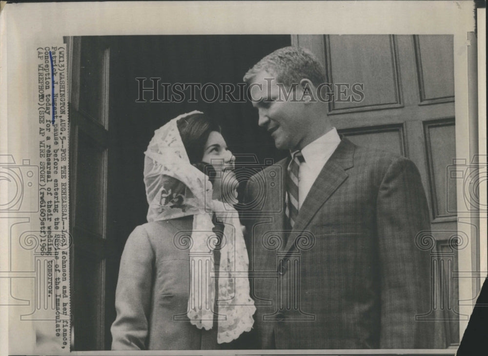 1966 Press Photo Luci Johnson fiance Patrick Nugent rehearsal wedding tomorrow - Historic Images