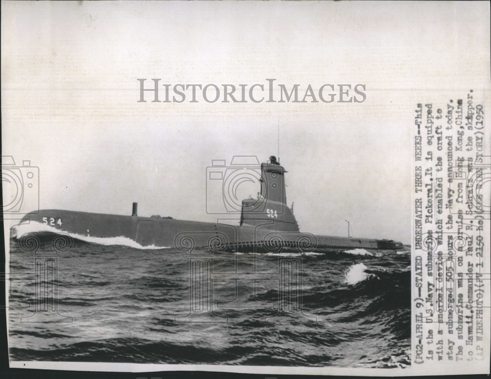 1950 Press Photo U.S. Navy Submarine Pickeral - RSH09991 - Historic Images