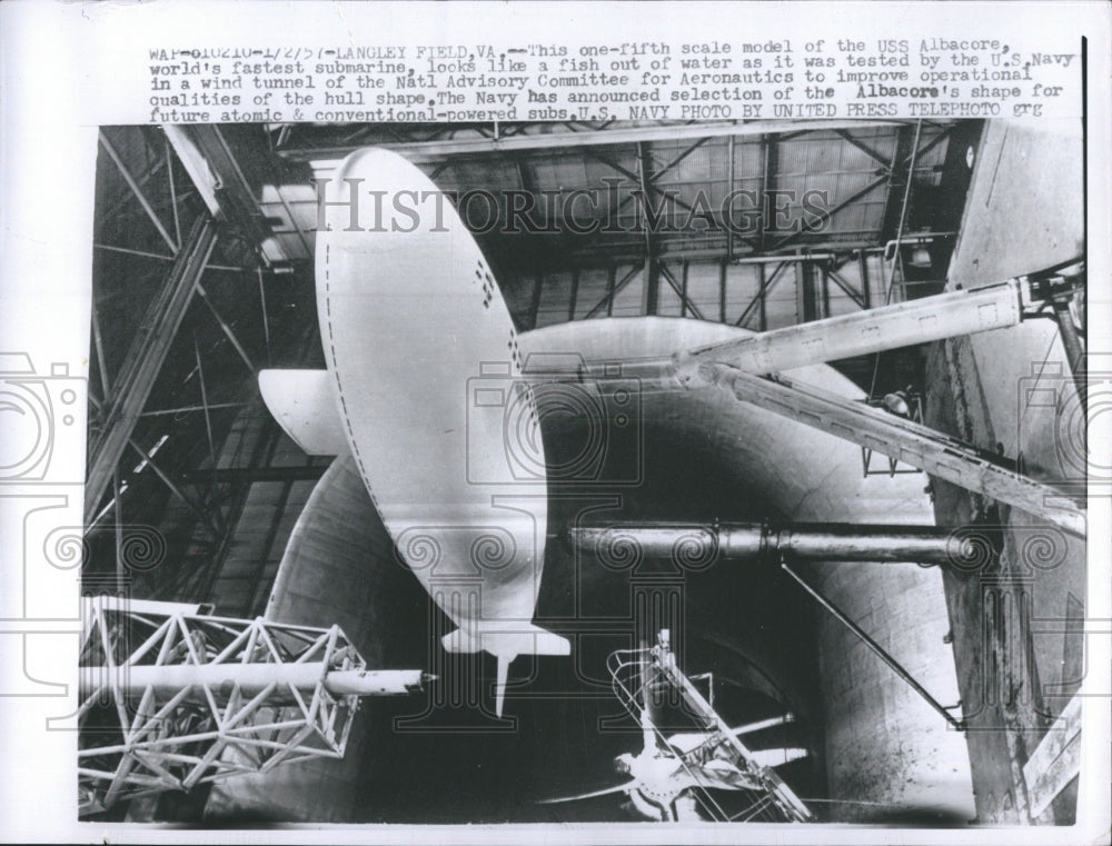 1957 Press Photo of 1/5 scale model of USS Albacore - Historic Images