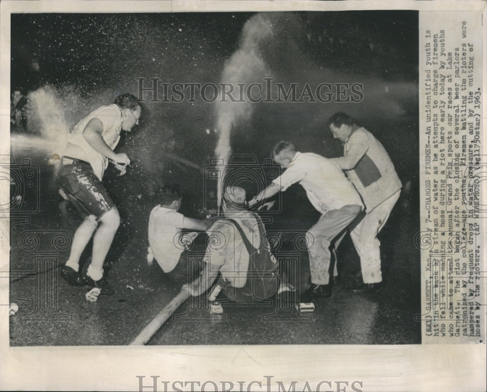 1963 Press Photo Firemen Manning Hose During Riot - RSH10203 - Historic Images