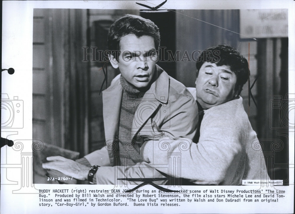 1969 Press Photo Buddy Hackett/Dean Jones/Actor/The Love Bug/Disney/Comedian - Historic Images