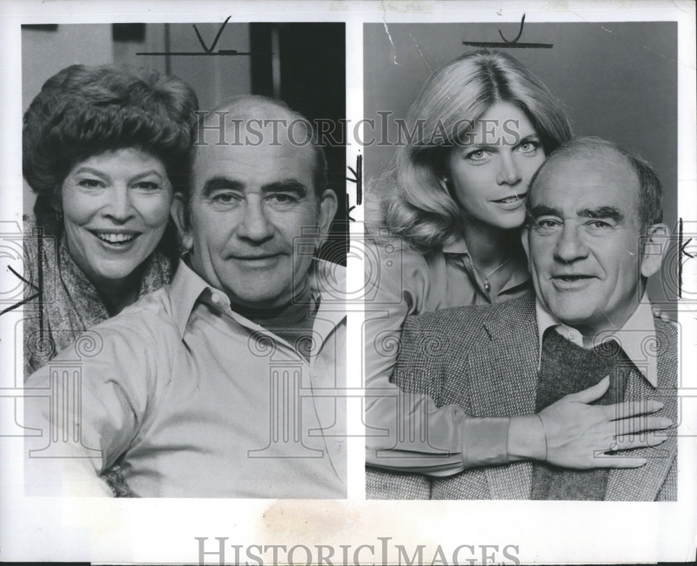 1979 Press Photo Actor Ed Asner &amp; Actress Merideth Baxter Birney &amp; Anne Jackson - Historic Images